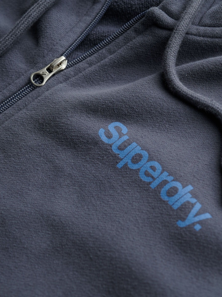 Superdry Grey Core Logo City Zip Hoodie - Image 6 of 6