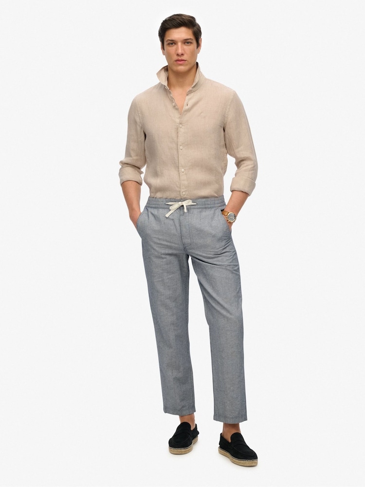 Superdry Nude Embroidered Vacation Linen Shirt - Image 1 of 6