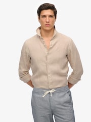 Superdry Nude Embroidered Vacation Linen Shirt - Image 3 of 6