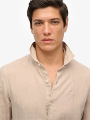 Superdry Nude Embroidered Vacation Linen Shirt - Image 4 of 6