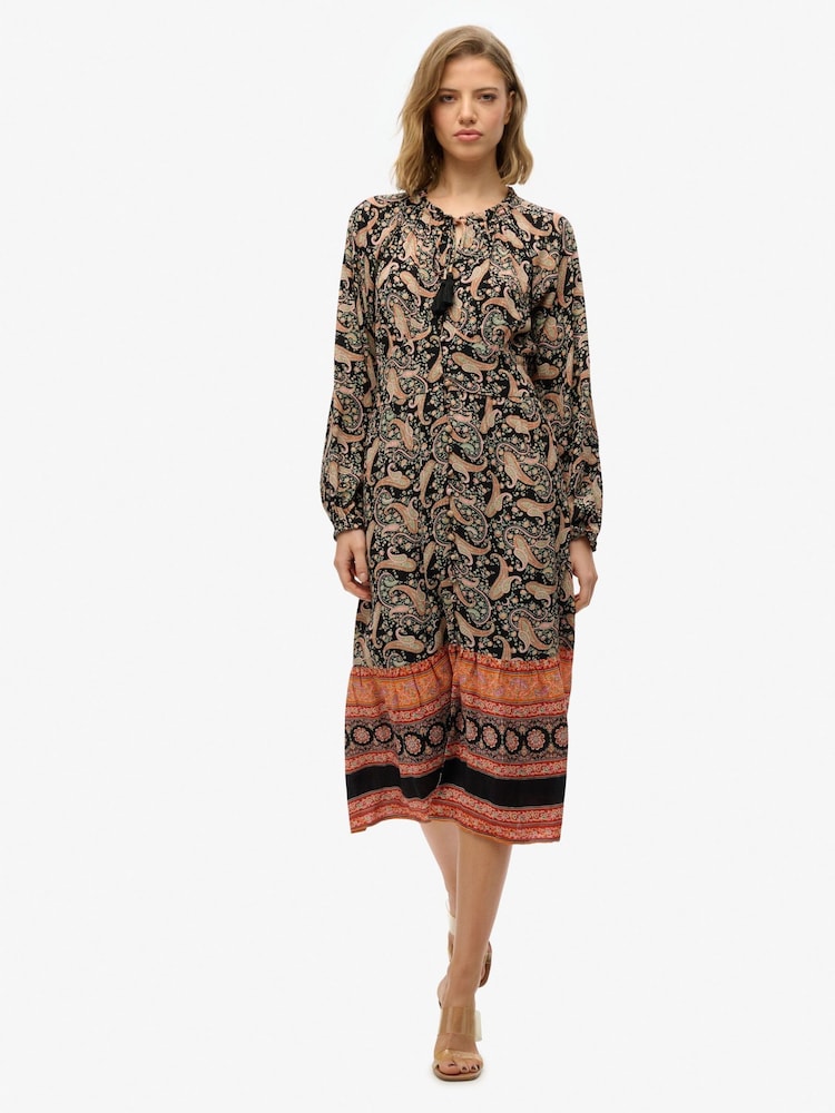 Superdry Printed Long Sleeve Midi Dress - Bild 1 von 6