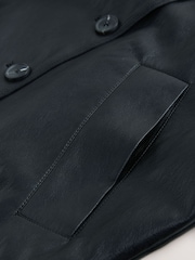 Nothing Ordinary Black PU Batwing Short Trench Jacket - Image 9 of 9
