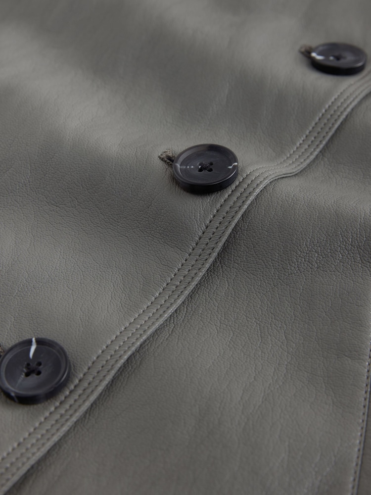 Nothing Ordinary Olive Green PU Batwing Short Trench Jacket - Image 10 of 10