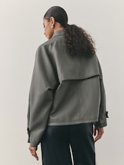Nothing Ordinary Olive Green PU Batwing Short Trench Jacket - Image 2 of 10