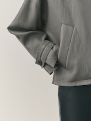 Nothing Ordinary Olive Green PU Batwing Short Trench Jacket - Image 6 of 10