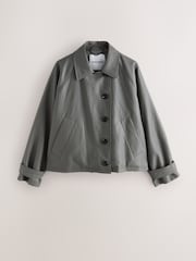 Nothing Ordinary Olive Green PU Batwing Short Trench Jacket - Image 7 of 10