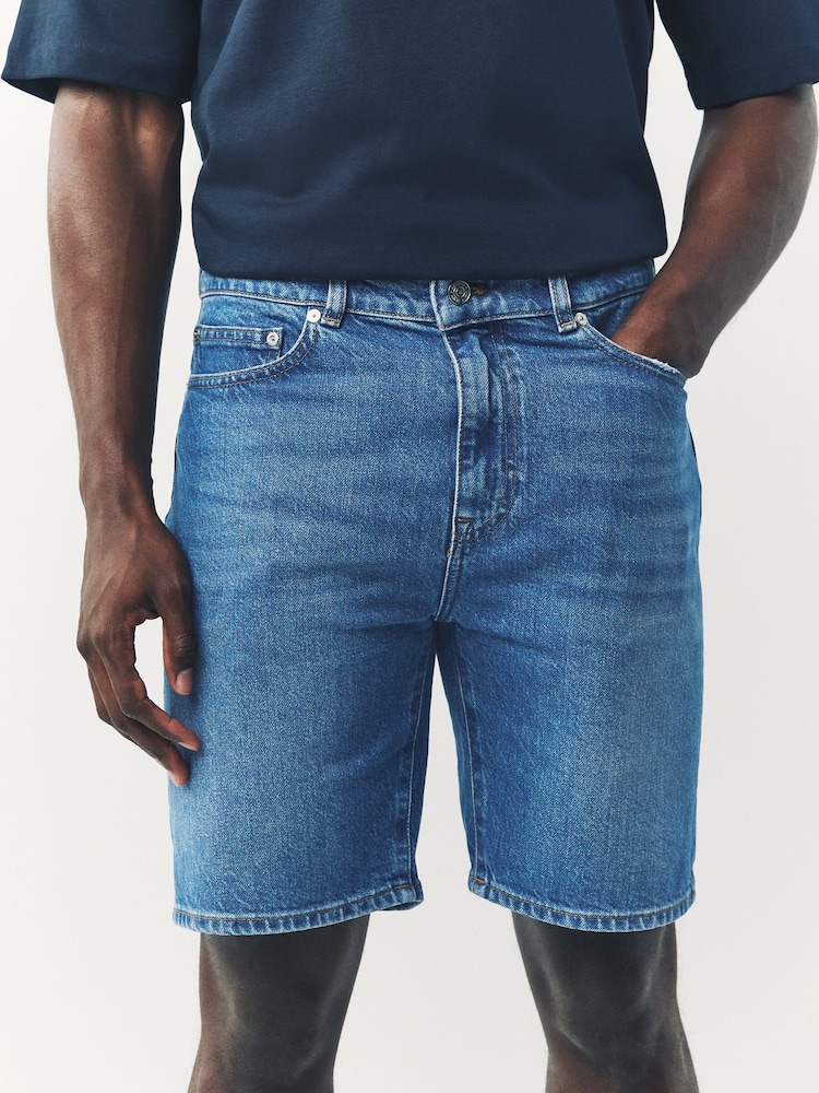 Lacoste Blue Slim Fit Denim Shorts - Image 1 of 5 Lacoste Blue Slim Fit Denim Shorts - Image 1 of 5