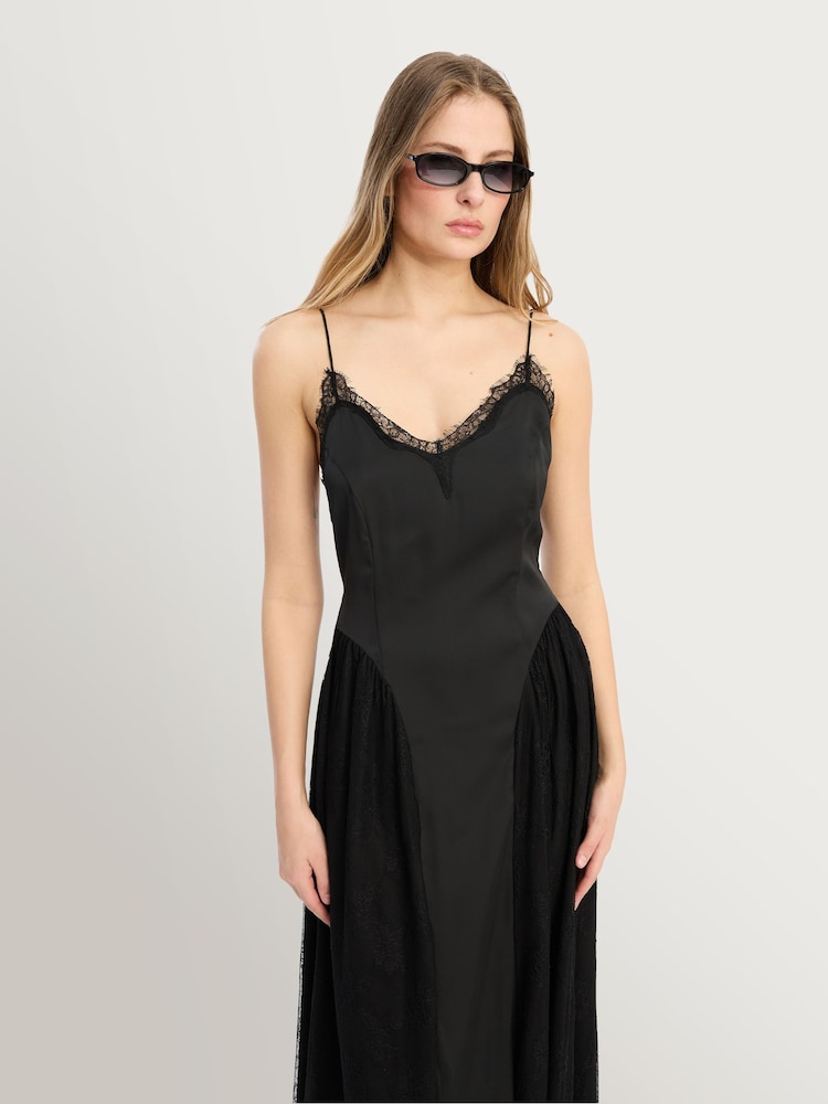 chinese dress ladies Sequins Fitted Maxi Dress ROTATE Nero