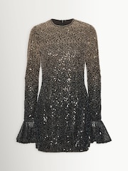 Rotate Black Beaded Long Sleeve Mini Dress - Image 4 of 6