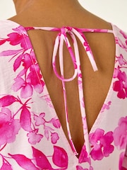 Roman Pink Floral Print Smock Dress - Image 5 of 5