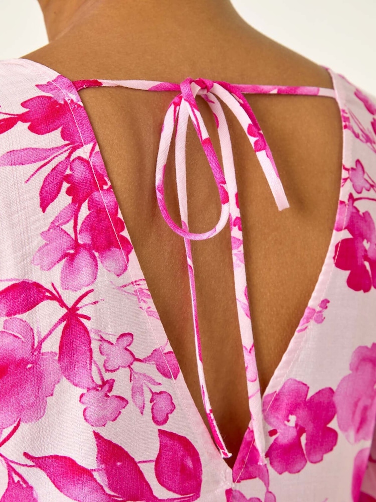 Rosa - Vestido con bordado de nido de abeja y estampado floral de Roman - Imagen 5 de 5 Rosa - Vestido con bordado de nido de abeja y estampado floral de Roman - Imagen 5 de 5