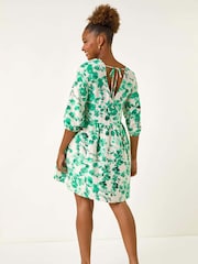 Roman Green Floral Print Smock Dress - Image 2 of 5