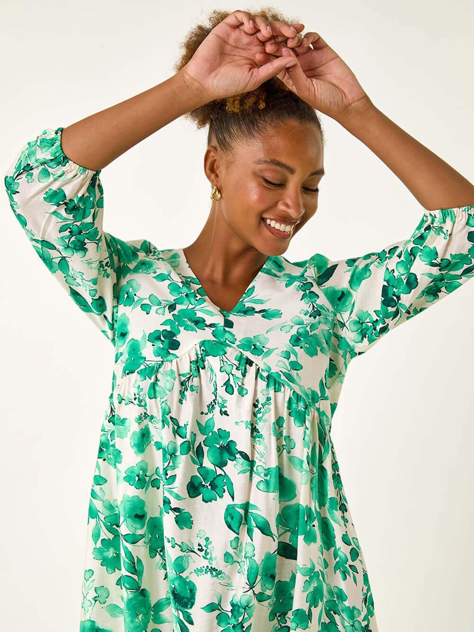 Buy Roman Green Floral Print Smock Dress from Next USA