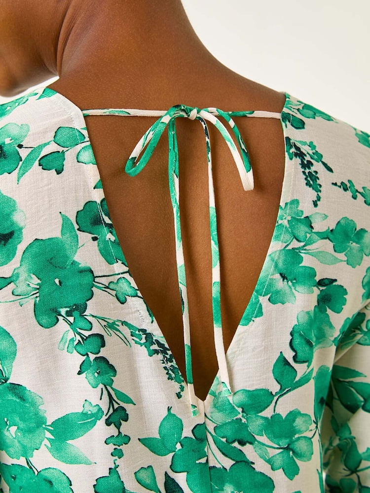 Roman Green Floral Print Smock Dress - Image 5 of 5