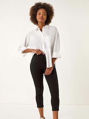 Roman Black Shape Enhance Stretch Crop Denim Leggings - Image 2 of 5
