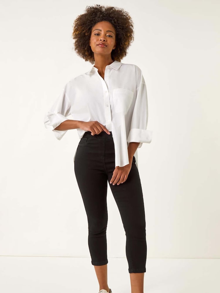 Roman Black Shape Enhance Stretch Crop Denim Leggings - Image 2 of 5