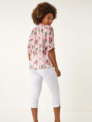 Roman Abstract Print Trim Detail Blouse - Imagem 2 de 5