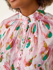 Roman Abstract Print Trim Detail Blouse - Imagem 5 de 5