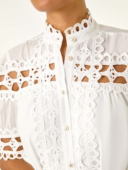 Roman White Lace Detail Belted Midi Dress - Image 5 of 5