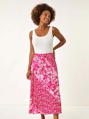 Roman Pink Vivid Multi Floral Print A-Line Skirt - Image 2 of 5