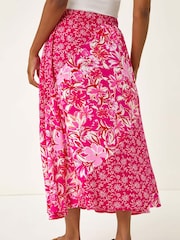 Roman Pink Vivid Multi Floral Print A-Line Skirt - Image 3 of 5