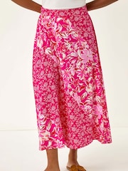 Roman Pink Vivid Multi Floral Print A-Line Skirt - Image 4 of 5
