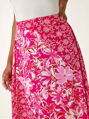 Roman Pink Vivid Multi Floral Print A-Line Skirt - Image 5 of 5