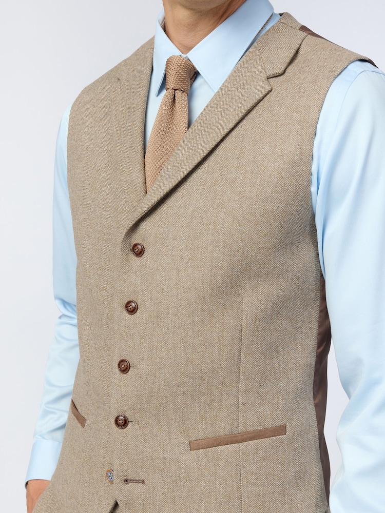 Antique Rogue Brown Camel Herringbone Tweed Waistcoat - Image 2 of 2