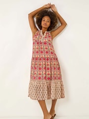 Roman Red Border Print Smock Dress - Image 1 of 5