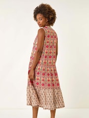 Roman Red Border Print Smock Dress - Image 3 of 5