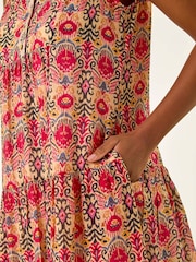 Roman Red Border Print Smock Dress - Image 5 of 5