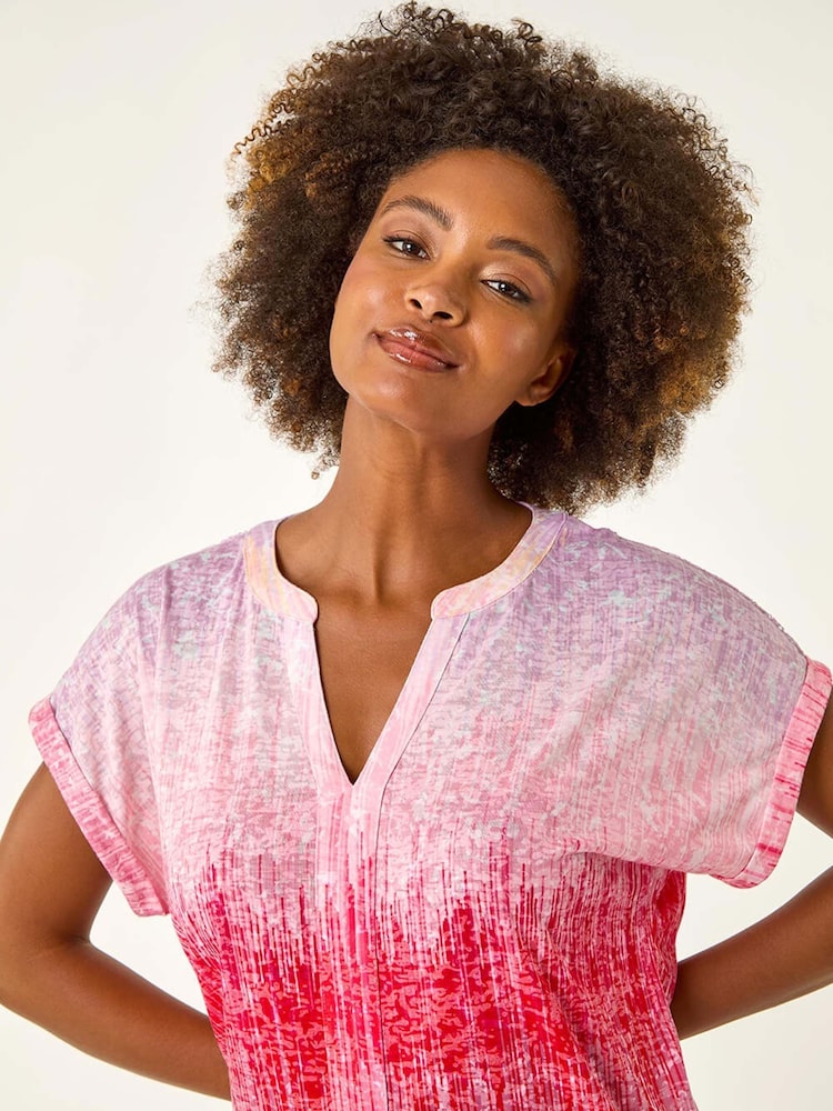 Roman Pink Burnout Lace Shoulder Blouse - Image 1 of 5