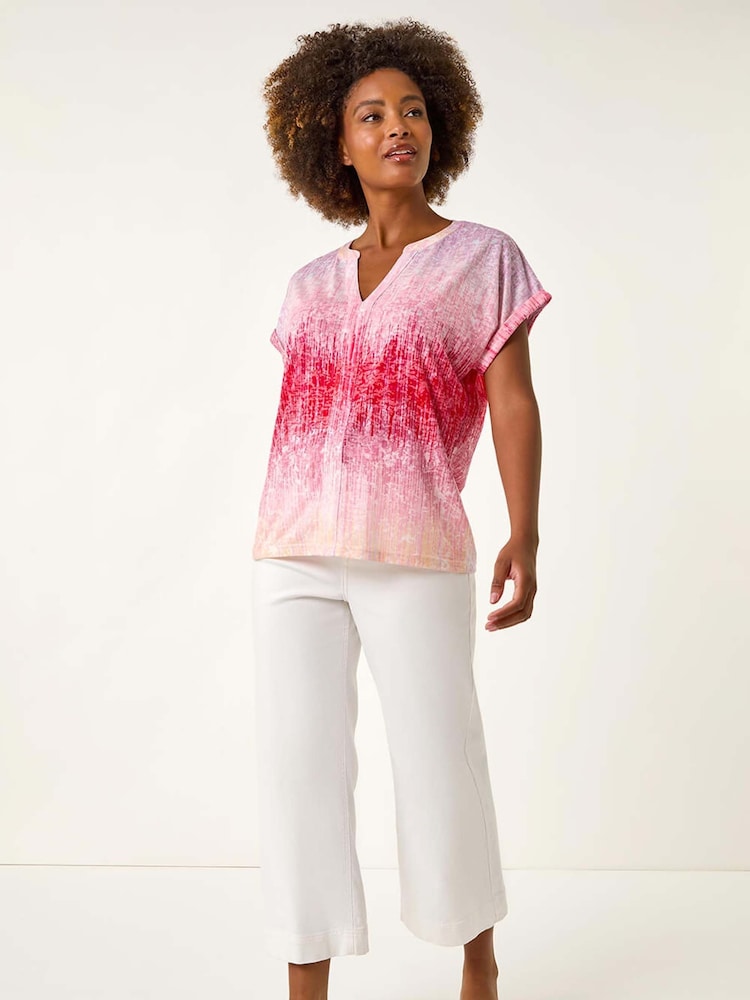 Roman Pink Burnout Lace Shoulder Blouse - Image 2 of 5