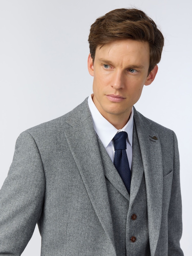 Antique Rogue Grey Herringbone Tweed Jacket - Image 5 of 5 Antique Rogue Grey Herringbone Tweed Jacket - Image 5 of 5