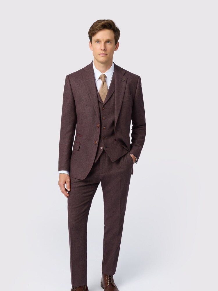 Antique Rogue Red Herringbone Tweed Jacket - Image 2 of 5