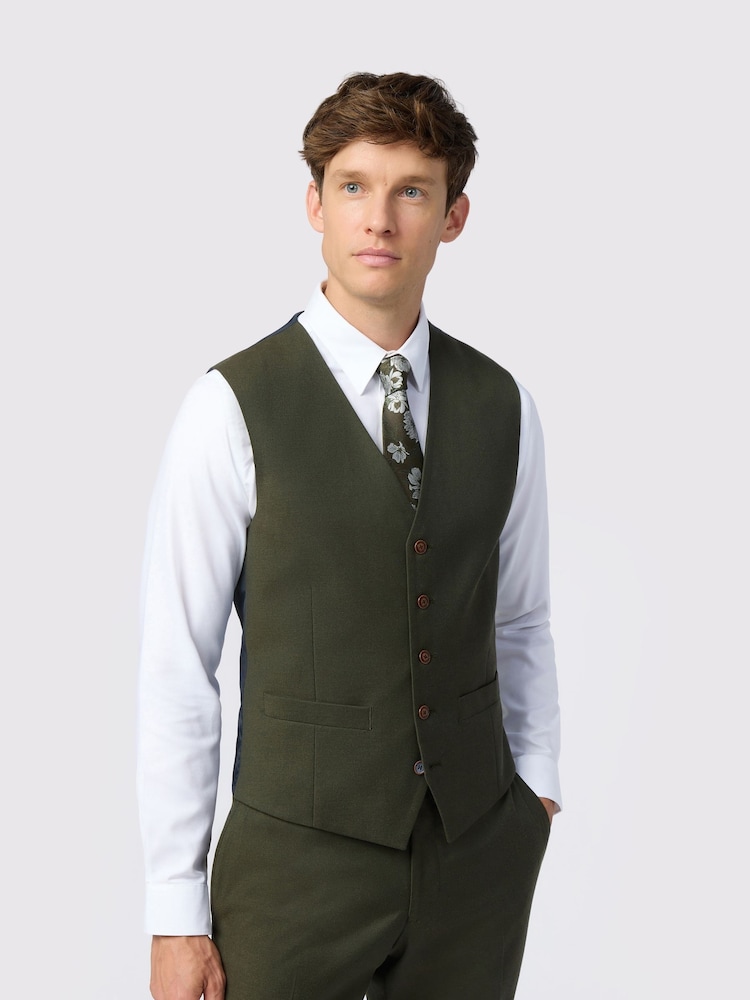 Antique Rogue Green Harley Flannel Waistcoat - Image 1 of 2 Antique Rogue Green Harley Flannel Waistcoat - Image 1 of 2