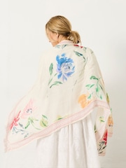 FatFace Ivory Floral Lightweight Scarf - Image 4 of 4