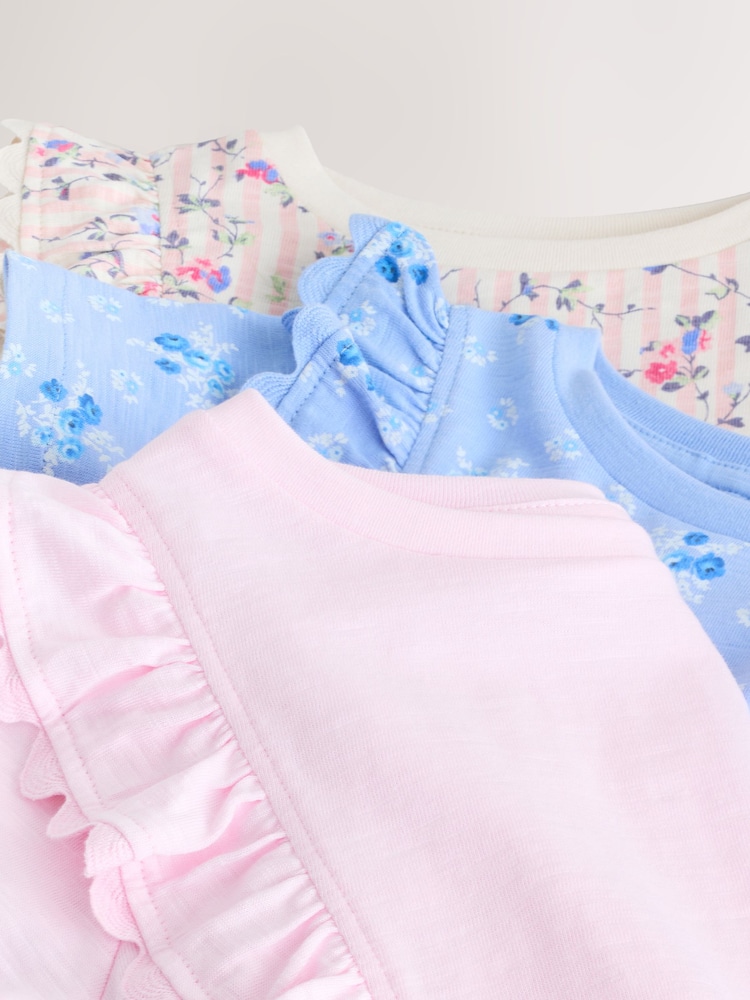 Laura Ashley Pink/Blue Ric Rac Trim Short Sleeve Cotton T-Shirts 3 Pack - Image 7 of 7 Laura Ashley Pink/Blue Ric Rac Trim Short Sleeve Cotton T-Shirts 3 Pack - Image 7 of 7