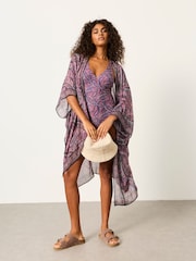 FatFace Purple Paisley Printed Kimono - Image 1 of 5