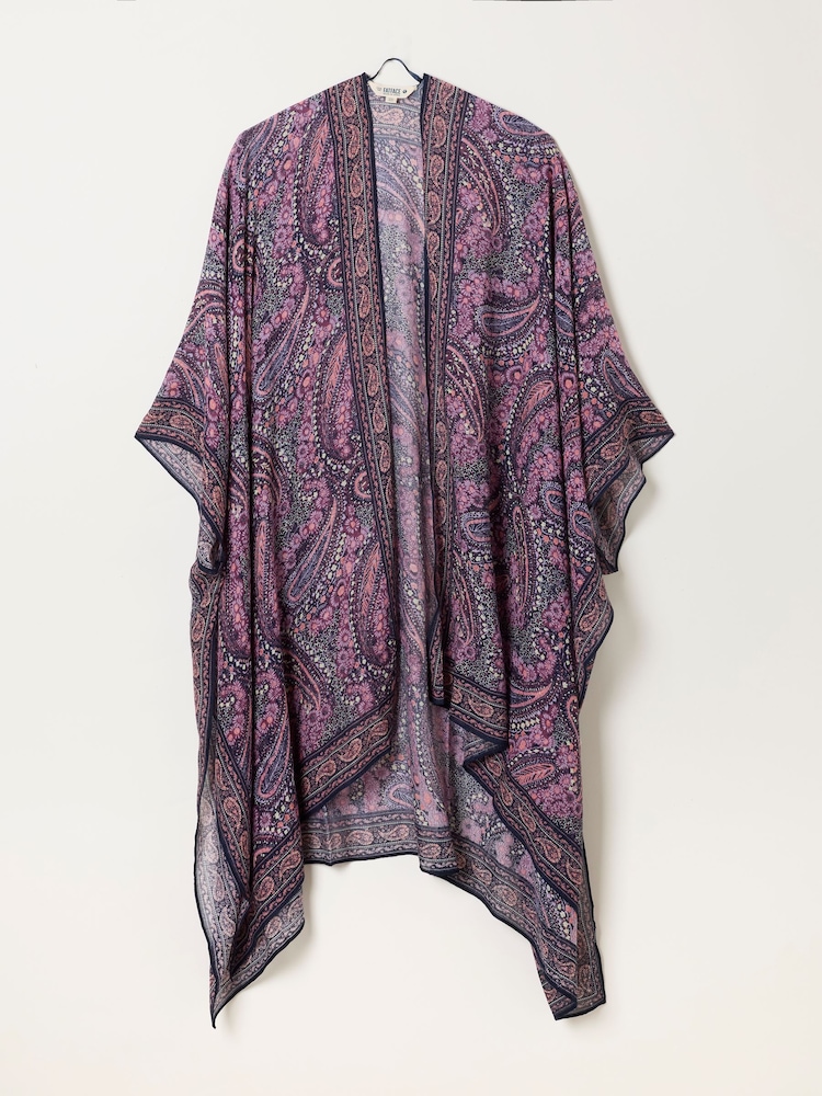 FatFace Purple Paisley Printed Kimono - Image 1 of 5