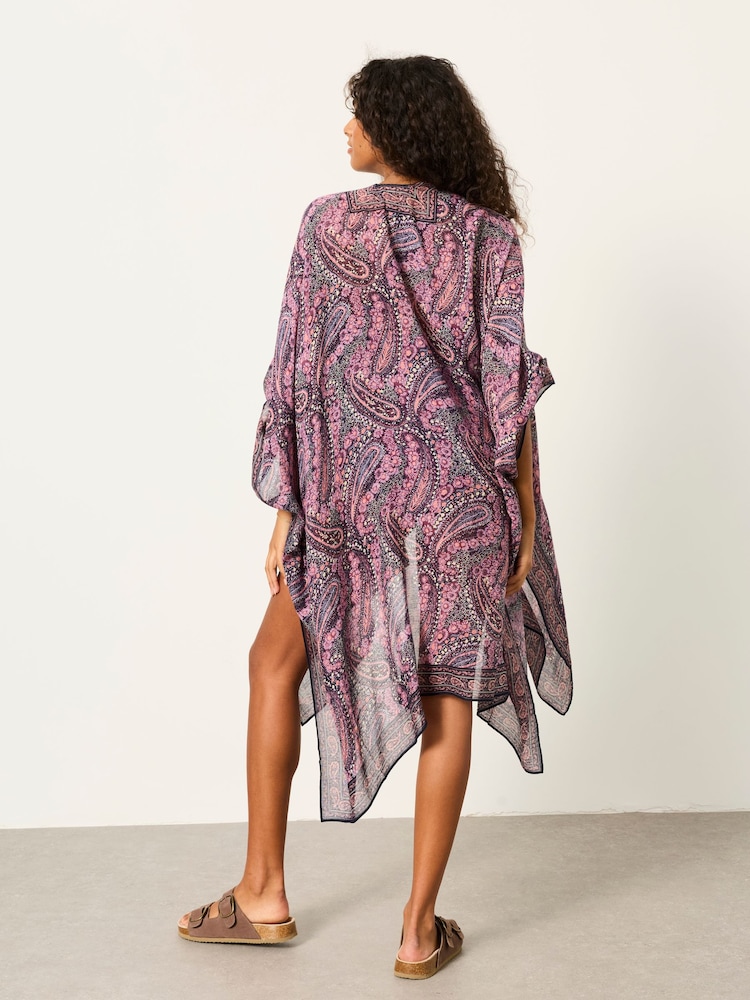 FatFace Purple Paisley Printed Kimono - Image 2 of 5