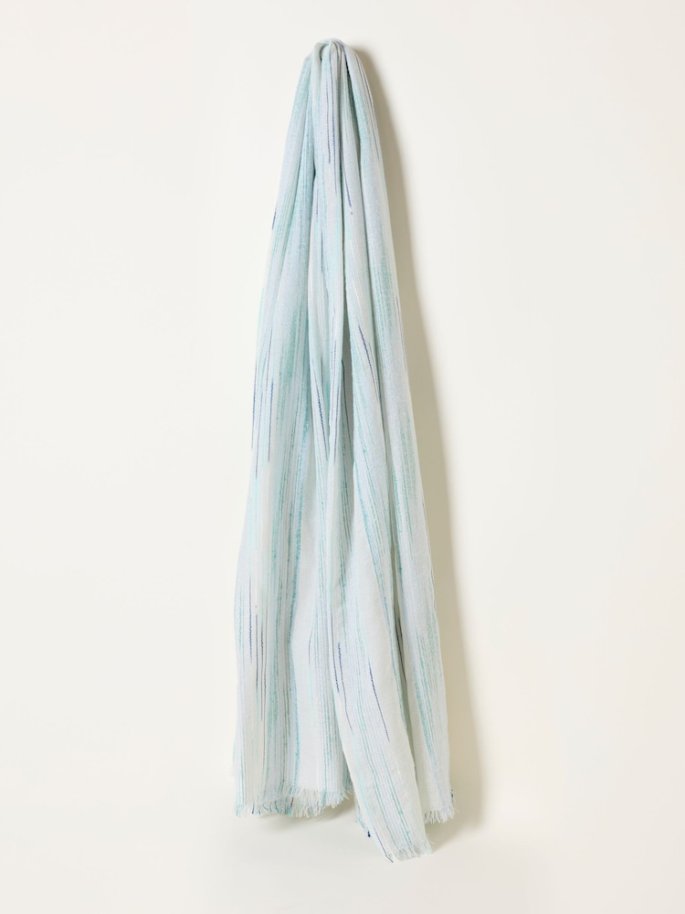 FatFace Blue Festival Stripe Scarf - Image 3 of 3 FatFace Blue Festival Stripe Scarf - Image 3 of 3