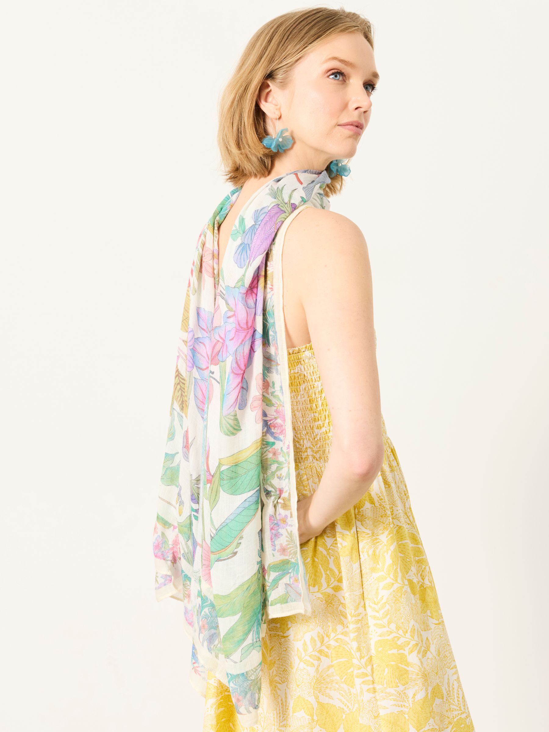 Fat Face Women's Scarf - Tropical Print - Viscose