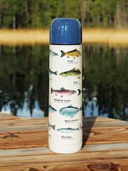 MenKind White Fish Print Vacuum Flask - Image 1 of 2