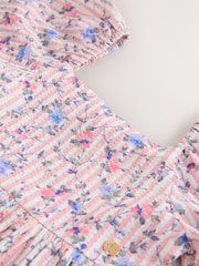 Laura Ashley Multi Priory Stripe Bow Back Seersucker Dress - Image 11 of 14