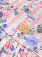 Laura Ashley Multi Priory Stripe Bow Back Seersucker Dress - Image 12 of 14