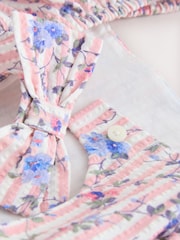 Laura Ashley Multi Priory Stripe Bow Back Seersucker Dress - Image 14 of 14