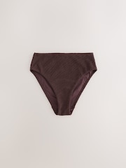 Chocolate Brown Crinkle High Waist High Leg High Leg Bikini Bottoms - Image 1 of 3