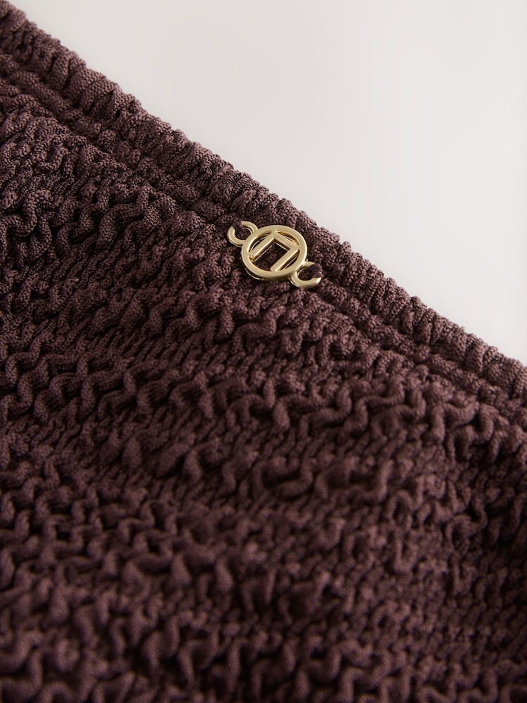 Chocolate Brown Crinkle High Waist High Leg High Leg Bikini Bottoms - Image 2 of 3