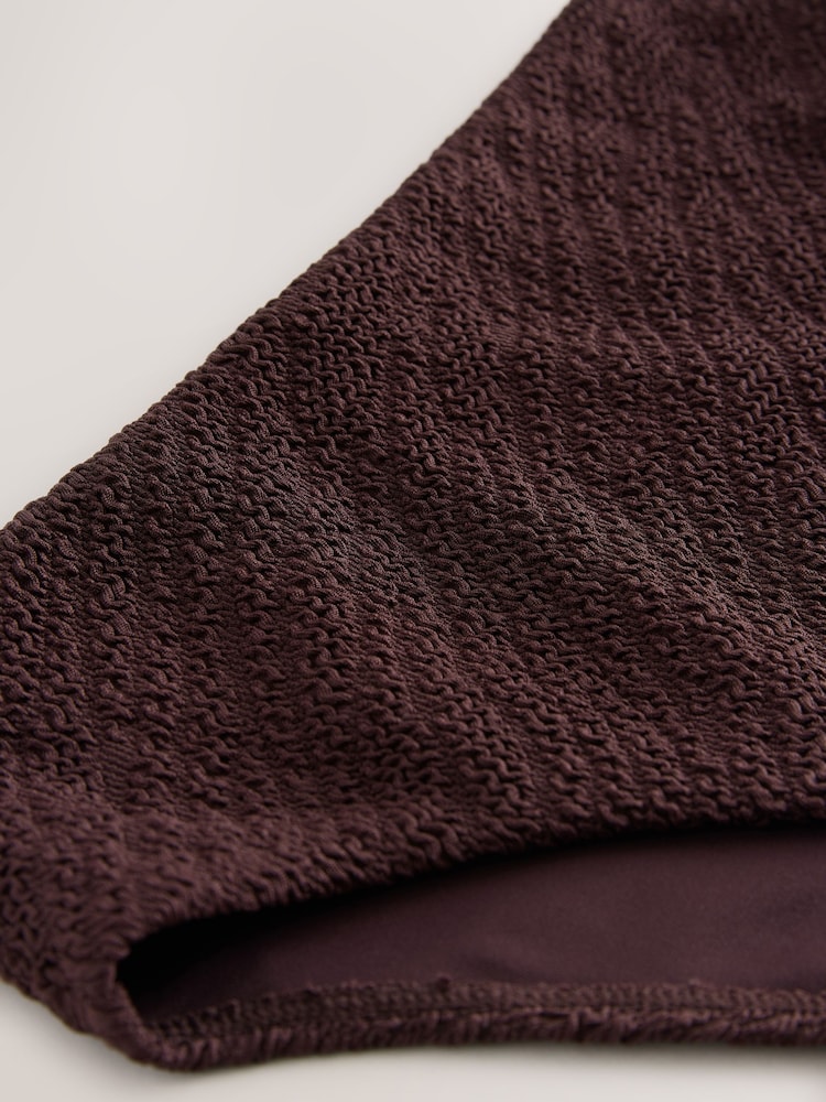 Chocolate Brown Crinkle High Waist High Leg High Leg Bikini Bottoms - Image 3 of 3